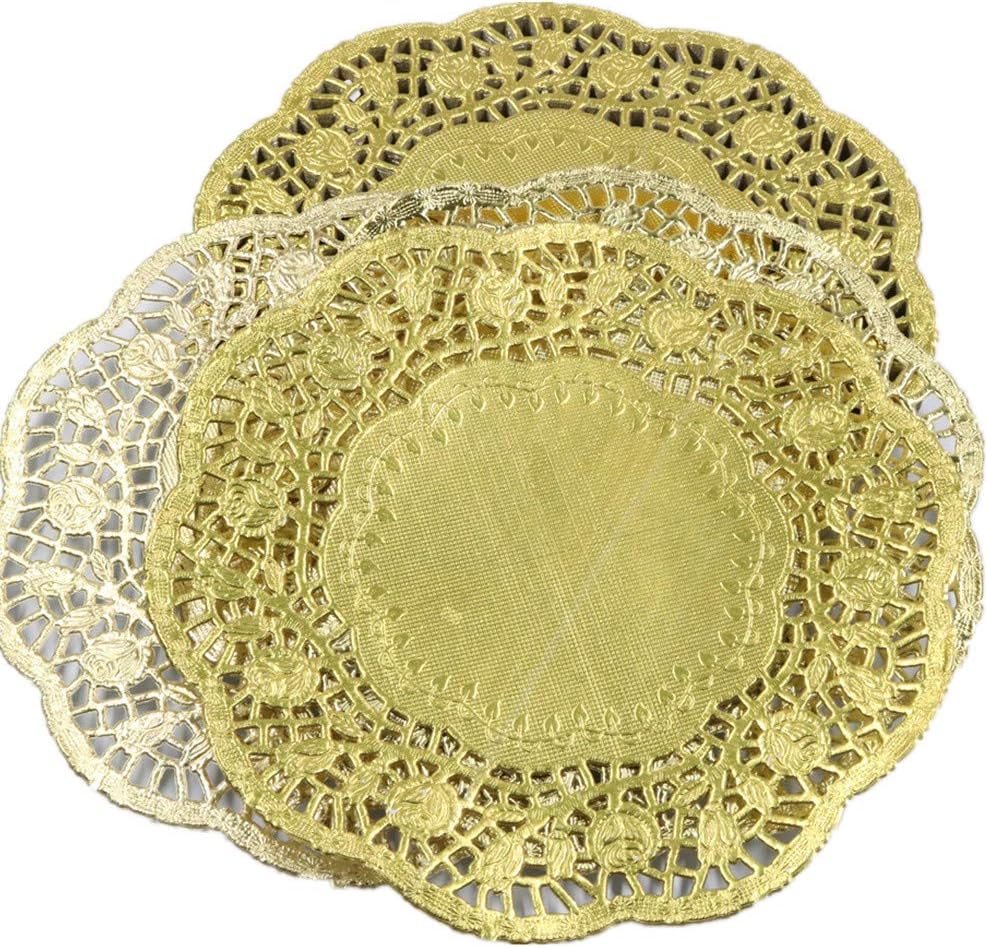 100 pieces/pack 7.5 inches gold colored round paper lace doilies place mats DIY cozinha cake decorating tools