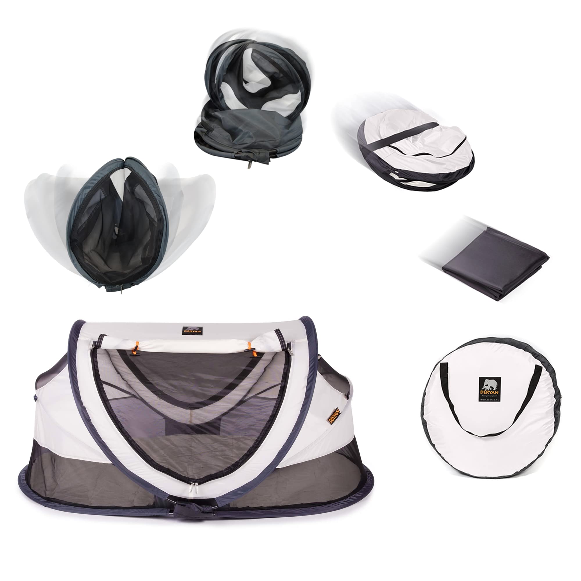 Deryan Baby & Kinder Reisebett mit Matratze - ab Geburt bis 4,5 Jahre, Pop Up Kleinkindbett Babyzelt in 2 Sekunden aufgestellt, inkl. Moskitonetz & Reisetasche, Schnell & Kompakt Faltbar, Creme