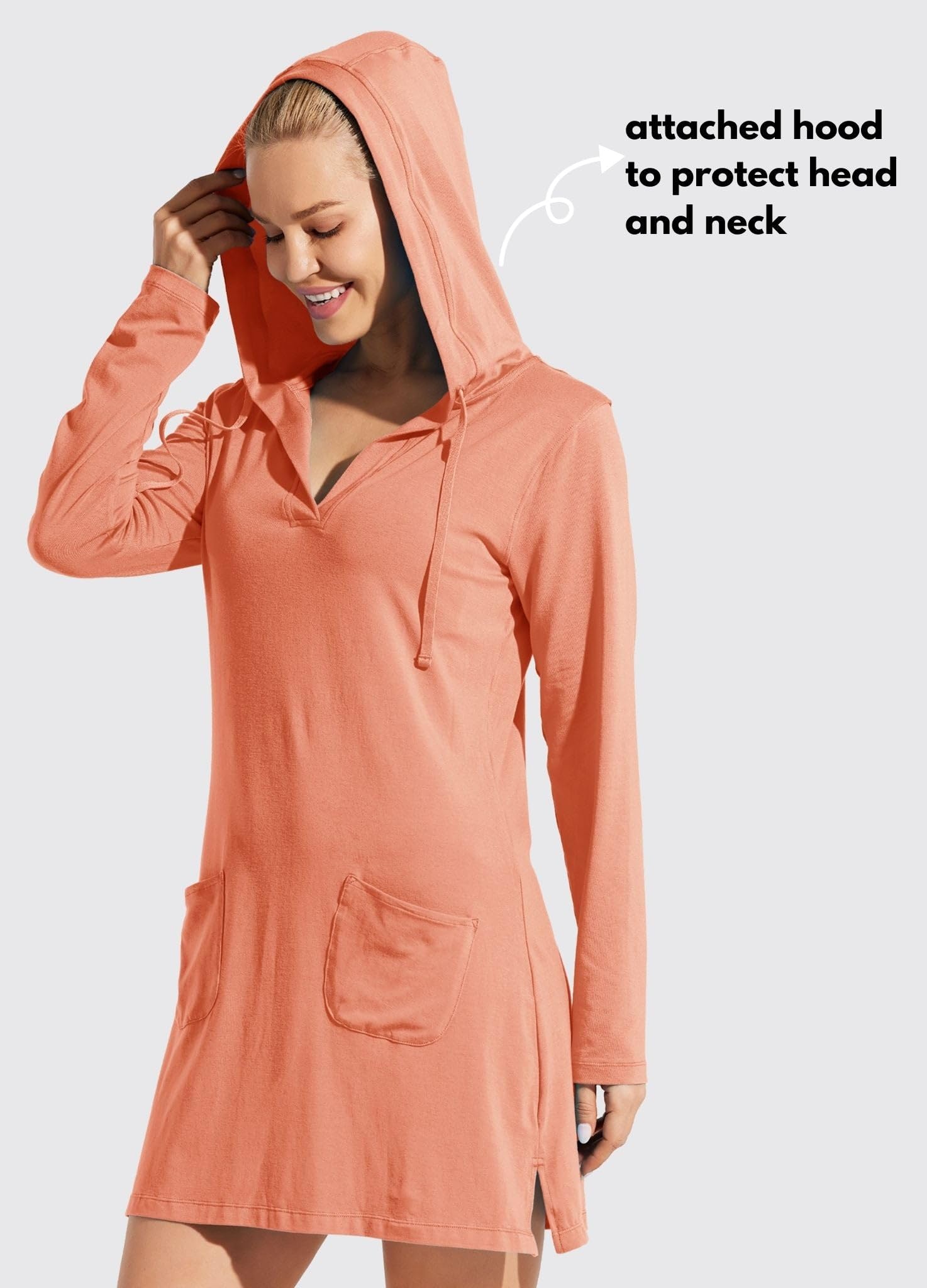 Willit Sudadera ligera con capucha para mujer, con protección solar UPF 50+, de manga larga, para senderismo, pesca, al aire libre