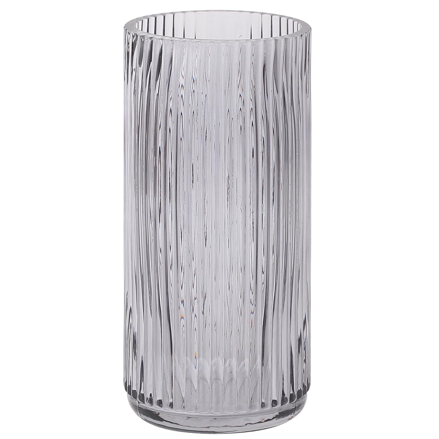 KAYLETIN Ribbed Glass Vase, Black Glass Vase for Flowers Flower Vases for Bouquet Modern Ribbed Vases for Living Room Bedroom