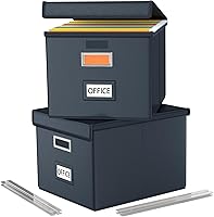 Vista 43 de Caja organizadora de archivos Huolewa con tapa, organizador de carpetas de archivos plegable para almacenamiento de documentos de oficina, caja