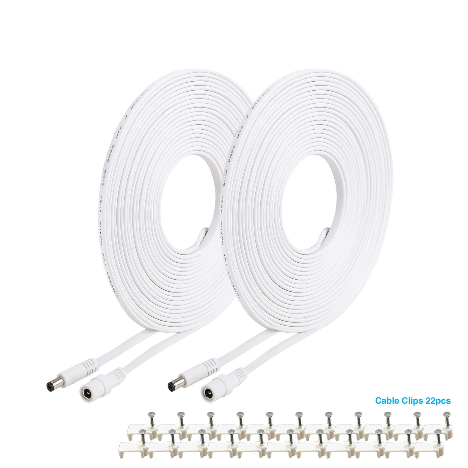 Tonton (2 Pack) CCTV Power Extension Cable 5M(16.5ft), 2.1mm x 5.5mm Male to Female 12V DC Power Extension cable, Compatible with CCTV Security Camera, DVR, Router, Printer, LED Strip