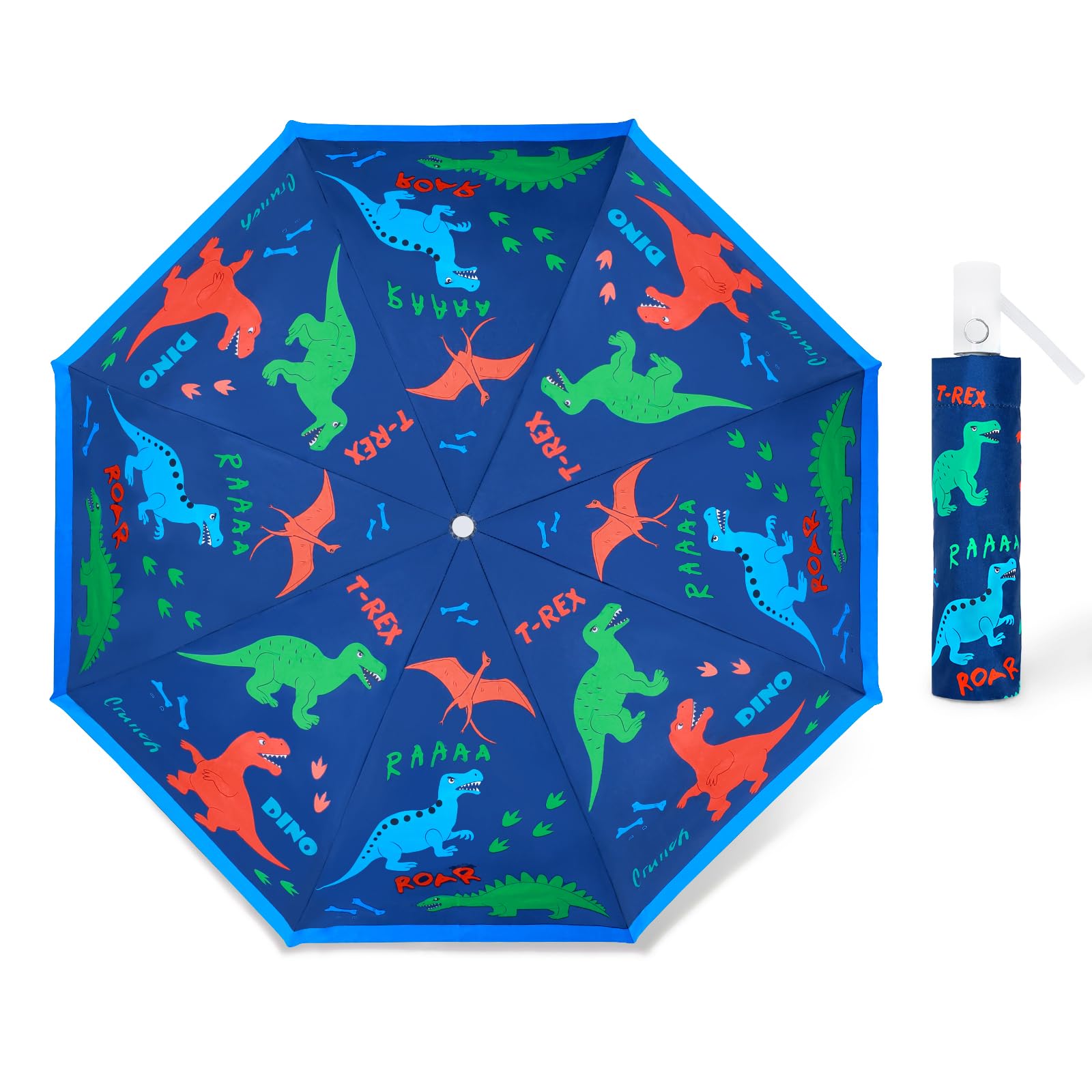 Kids Folding Umbrella Auto Open/Close Anti-rebound Safe Design UV Resistant Automatic Children Travel Umbrellas 8 Rib Reinforced Canopy 360°