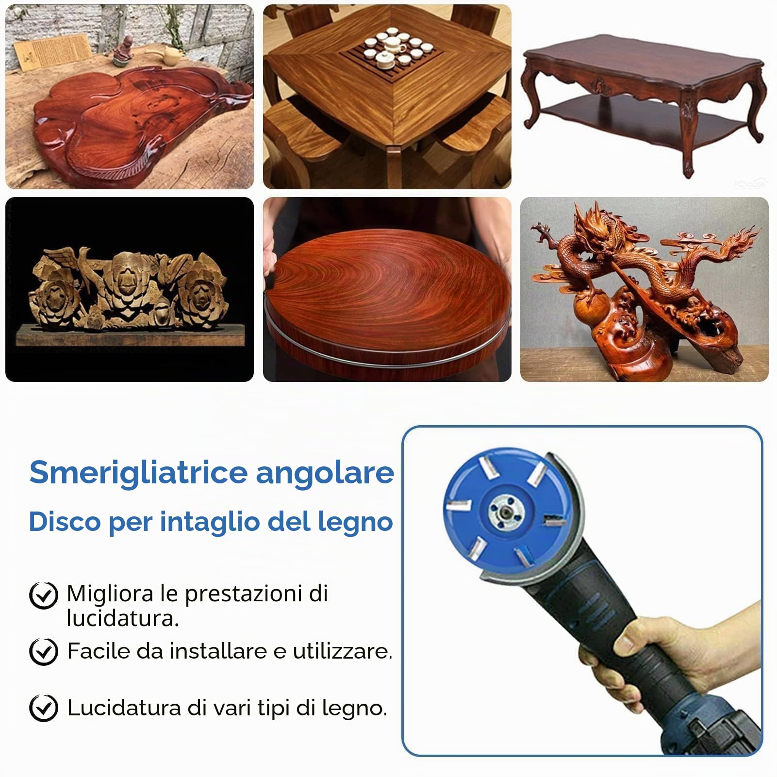 Disco per la lavorazione del legno, Disco per intaglio legno Turbo Curva in 6 denti