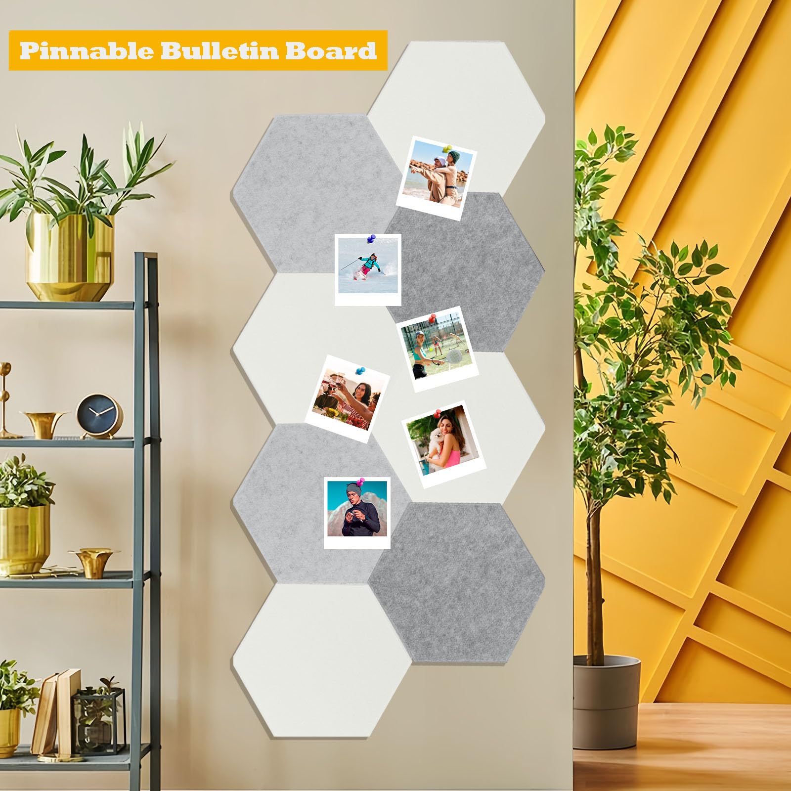 Paneles acústicos, paquete de 12 paneles de pared de 14 x 12 x 0.4 pulgadas, paneles acústicos de alta densidad que absorben el sonido con autoadhesivos, paneles hexagonales a prueba de