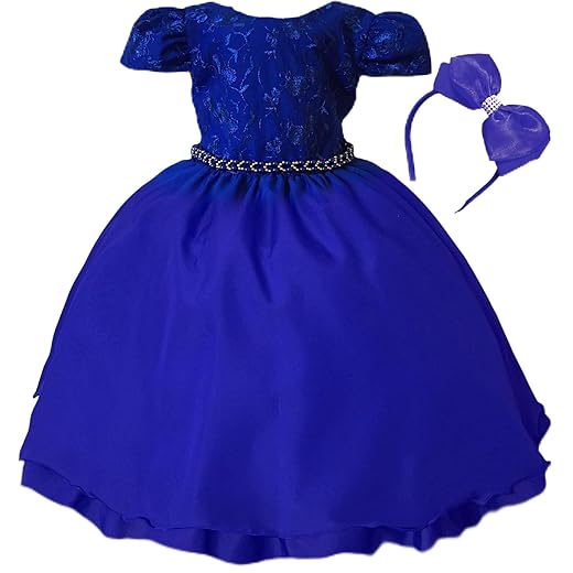 Vestido de Festa Infantil Azul Royal Formatura Batizado Daminha Casamento Aniversário