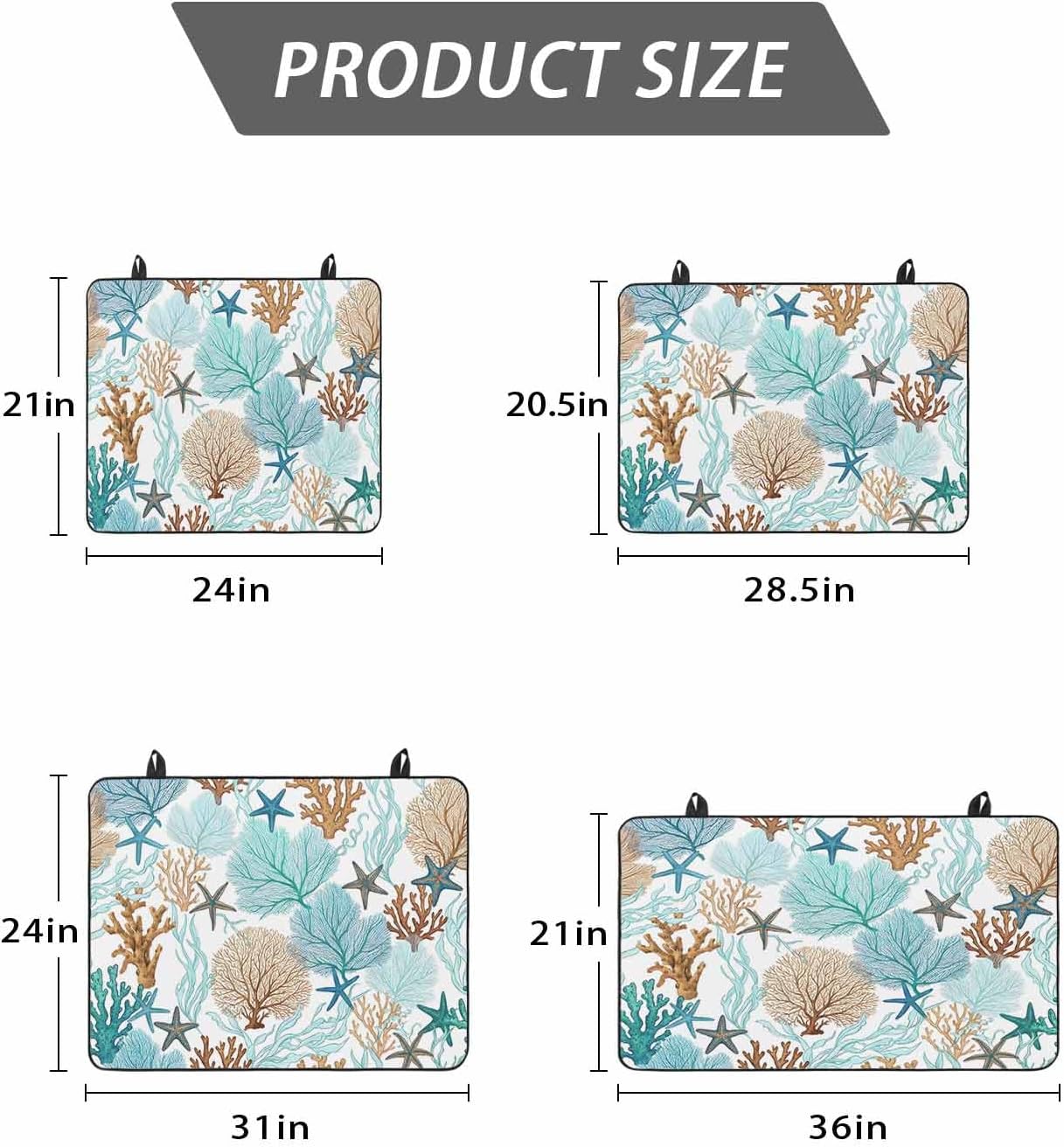 Stove Top Cover Teal Green Starfish Coral Stove Cover for Electric Stove Top Summer Beach Ocean Glass Cooktop Covers Anti-Slip Mat Heat Resistant Countertop Protector Kitchen Decor 28.5"x20.5"