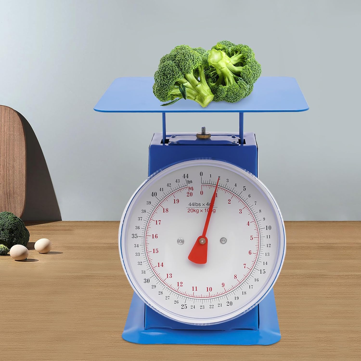 Industrial Mechanical Scale, Analog Dial Platform Scale, Dual-Scale Dial, 50kg 110lbs Capacity, Heavy Duty Iron Base, Precise Portion Control, Kitchen Warehouse Food Use.