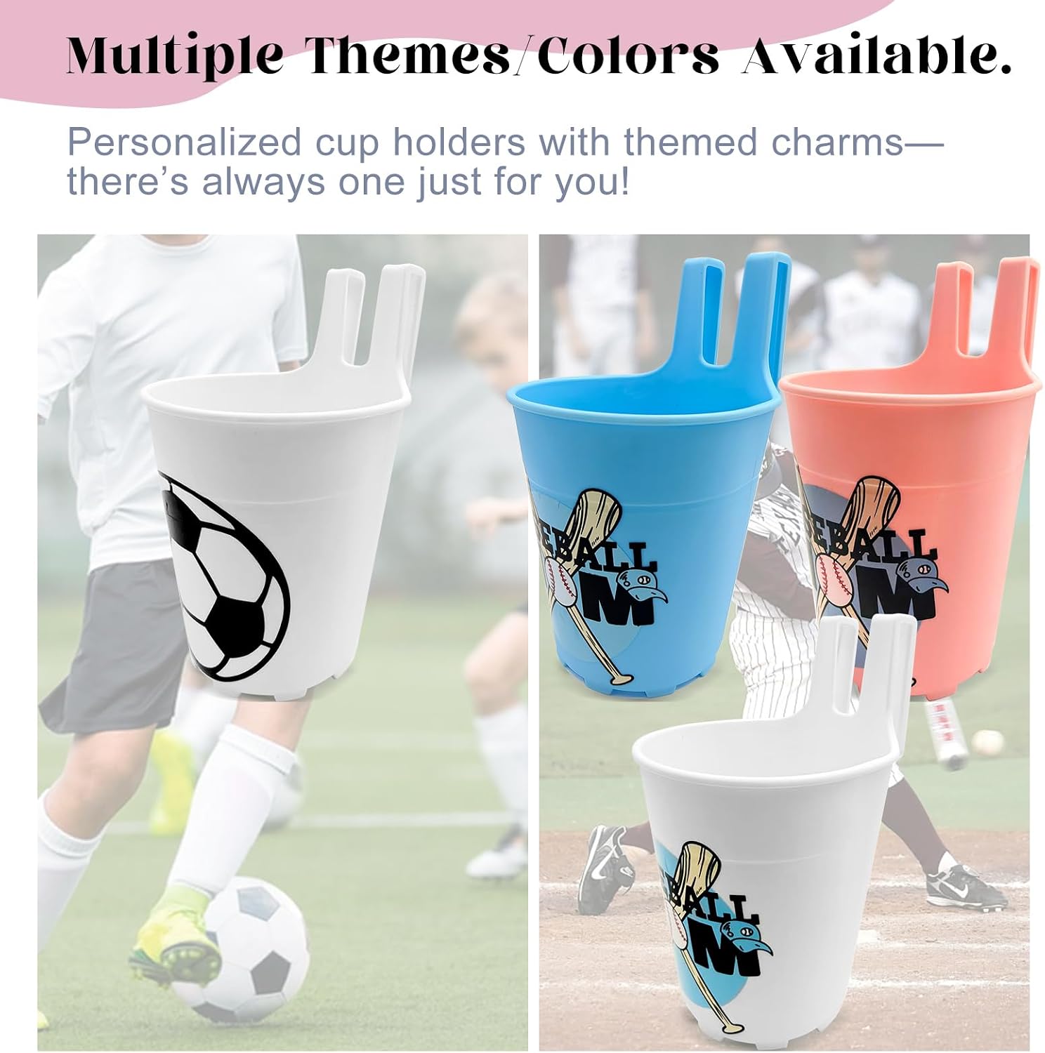 Baseball Cup & Water Bottle Holder for Bogg Bag,with 1 Baseball Charm image 3