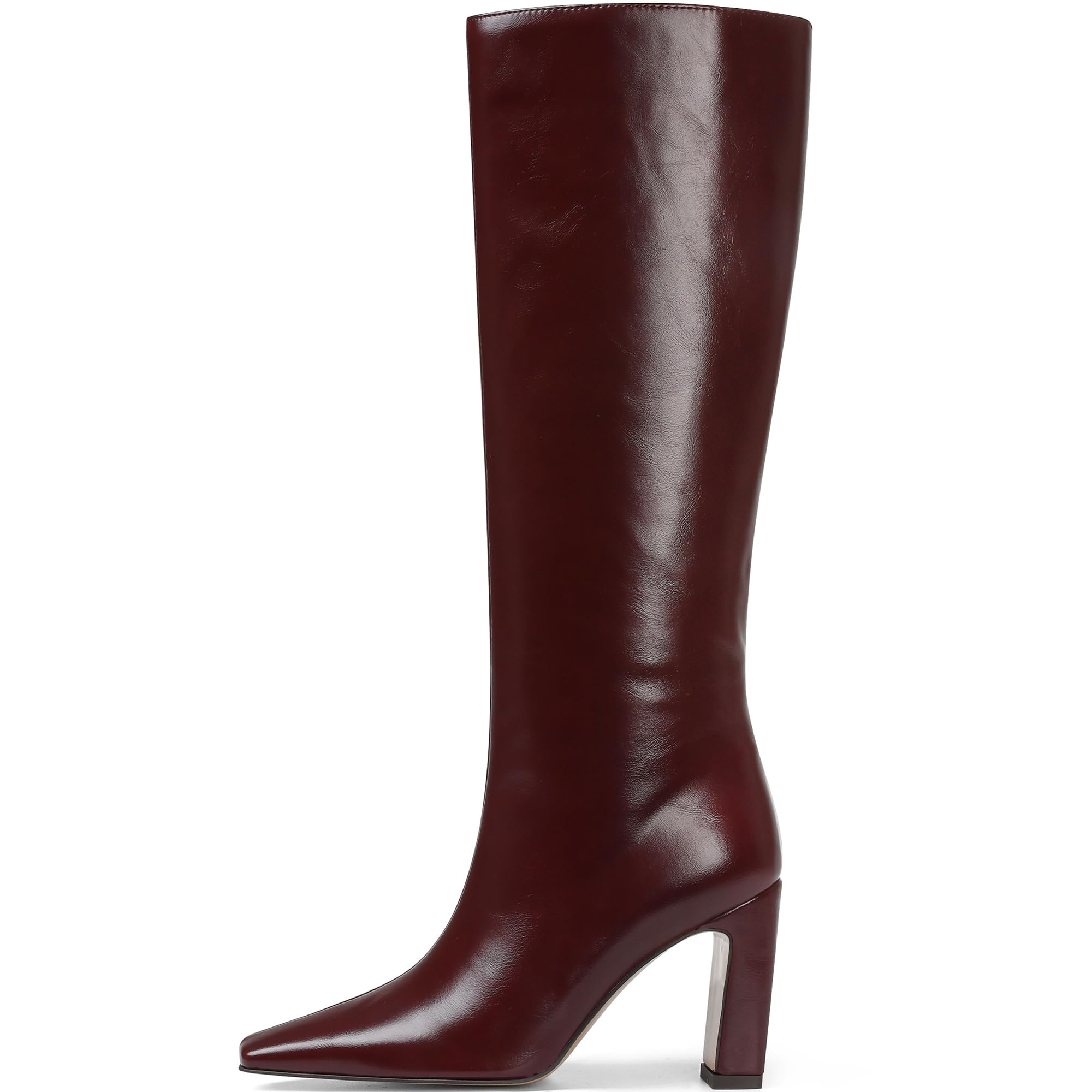 Lovee Cosee Knee High Boots for Women Square Toe Chunky Heeled Boots with Side Zipper Fashion Dress Elastic Tall Boots