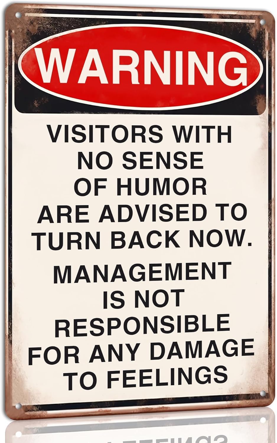 SMAZDFXX Warning Visitors with No Sense of Humor Are Advised to Turn Back Now Metal Tin Sign Bar Pub Diner Cafe Wall Decor Home Decor Art Poster Retro Vintage Plaque 5.5"x8"
