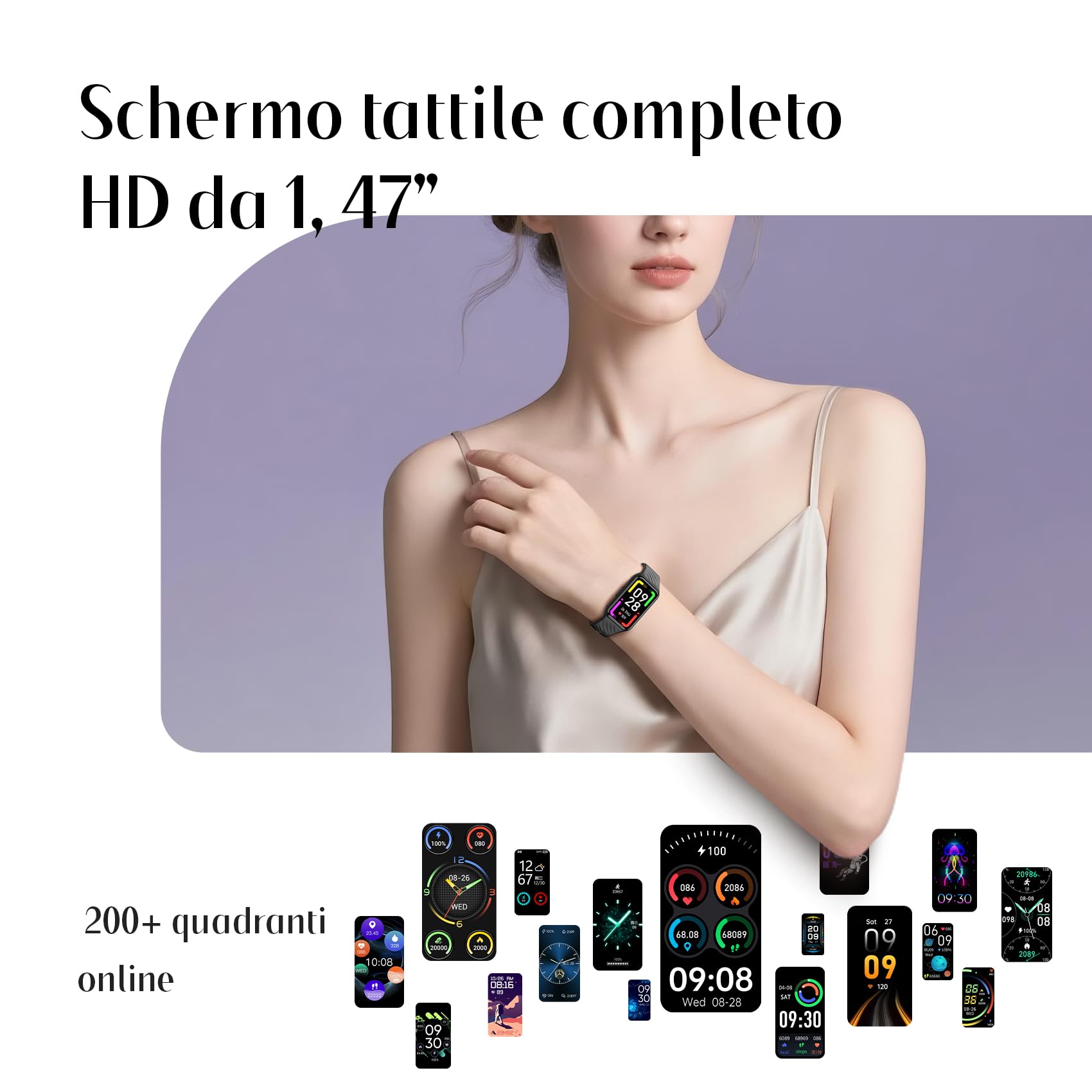 Baolubao Smartwatch, 1,47" Smartwatch Uomo Donna, Orologio Intelligente Uomo, SpO2/Sonno/Contapassi/Design Sottile, Activity Tracker Android iOS, Smart Watch Impermeabile IP68 (2 Cinturini)