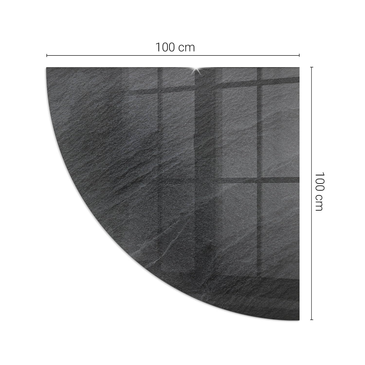 Verre Trempé pour Cheminée 1/4 100x100 cm pour Poêle Rond Résistant à la ChaleurProtecteur de Sol Imprimé Élégant Plaque de Protection Contre Les Étincelles - Texture de Pierre Naturelle