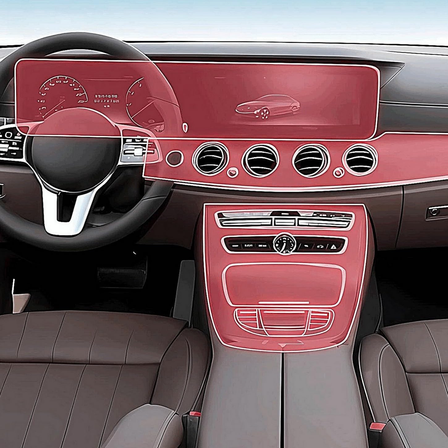Lámina antiarañazos de TPU para consola central Mercedes Benz Clase E Coupe W213 pantalla LHD