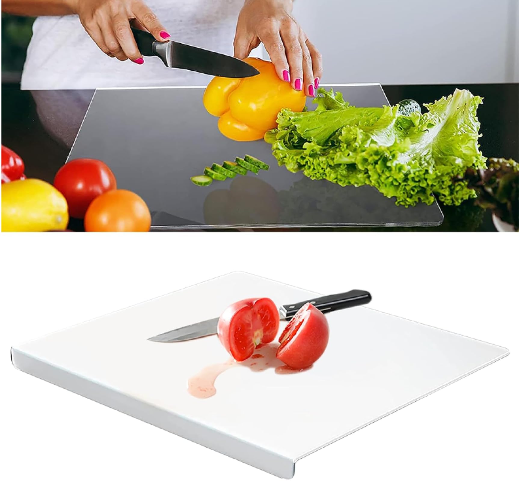 Planche à découper en acrylique antidérapante pour préserver le plan de travail des taches de jus