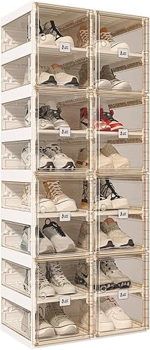 ANTBOX Zapatero plegable, organizador de zapatos para armario, caja de almacenamiento de zapatos de plástico para entrada, sala de estar,