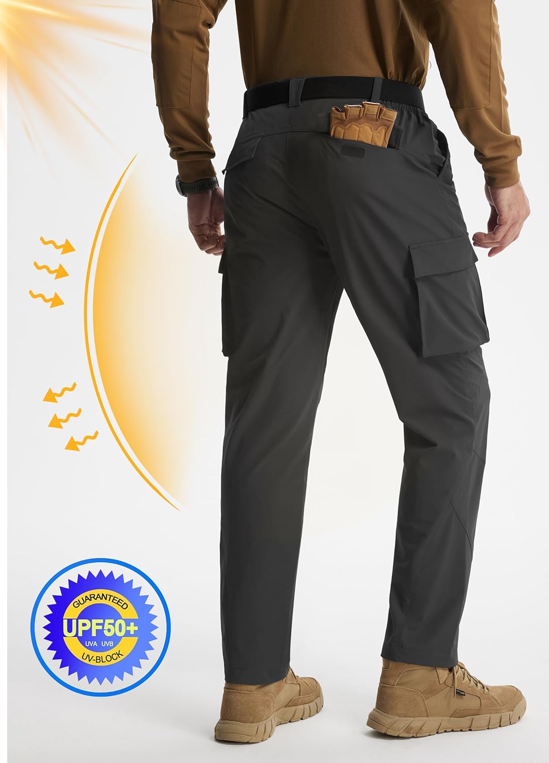 Libin Men's Hiking Pants Lightweight Quick Dry Cargo Pockets Water Resistant Outdoor Straight Leg Elastic Soft UPF 50+