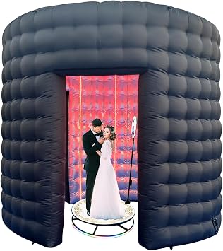 SAYOK 10ft Diameter Round Inflatable LED 360 Photo Booth Enclosure with LED Lights & Blower, 360 Photo Booth Backdrop for Wedding, Party, Birthday, Exhibition