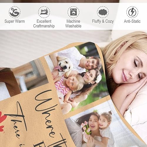 Miniatura 47 de Manta personalizada de doble cara, regalos de Navidad para familiares y amigos, manta personalizada con texto fotográfico para mamá, papá, abuela