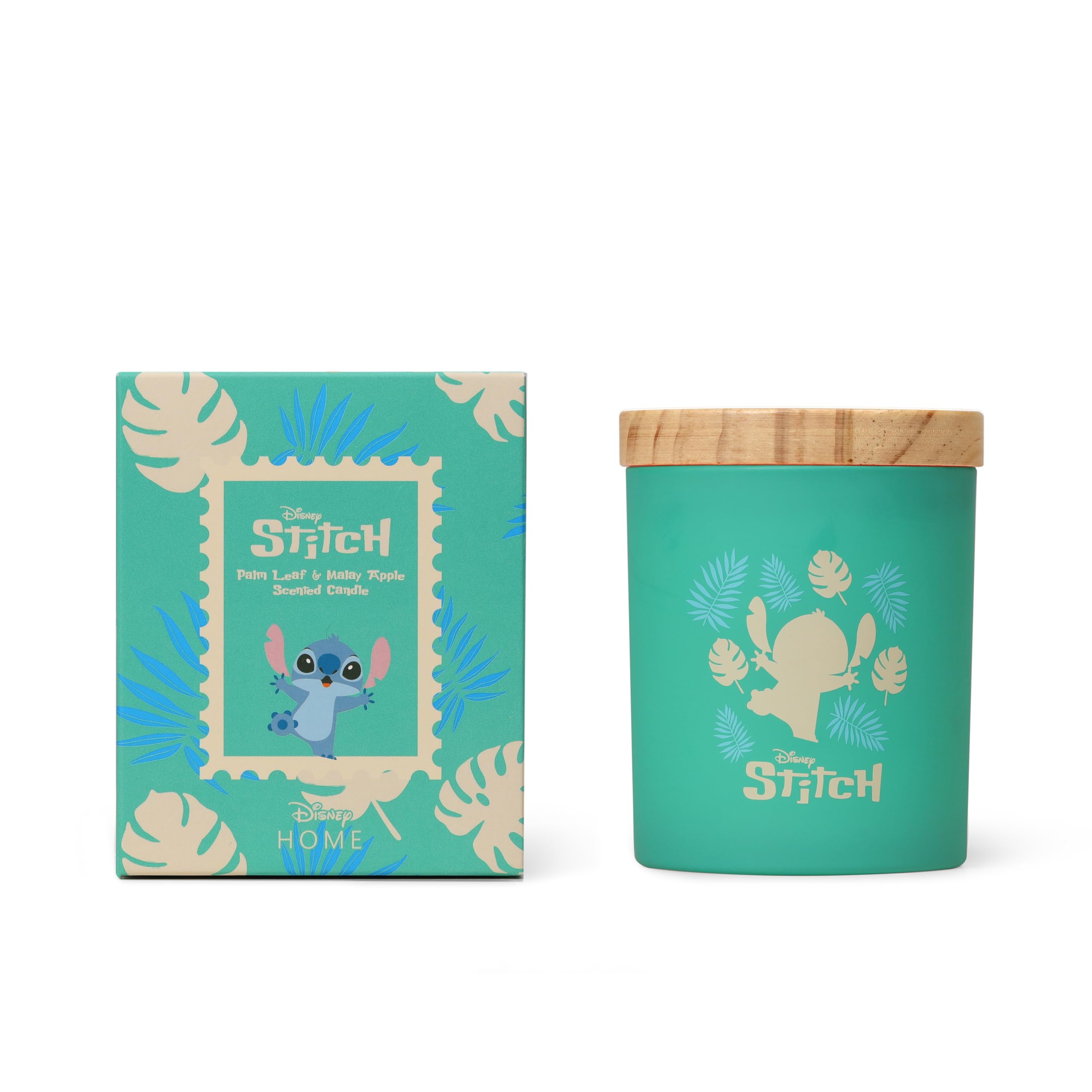 Disney Unisex Teal Stitch Scented Candle – Palm Leaf & Malay Apple Home Fragrance In Medium