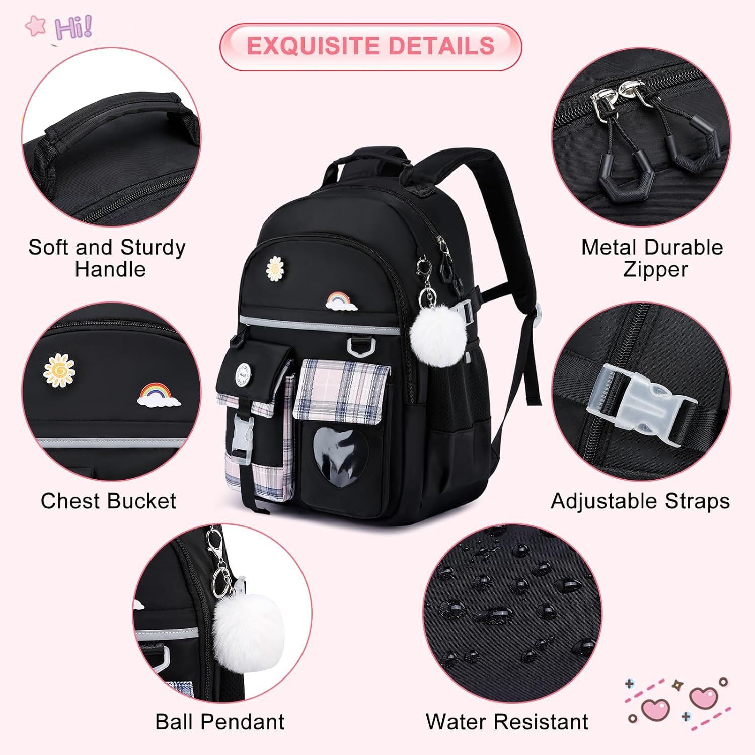 ZUBOND Kids Backpack for Girls and Boys, Cute School Backpack with Lunch Bag & Pen Case, Bookbag Set for Girls Children Teens for Elementary Middle High School Student Ages 3-15
