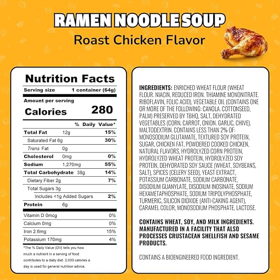 Maruchan Instant Lunch Ramen Noodles, Roast Chicken Flavor Japanese-Style Instant Noodle Soup, Easy Meal Ready in 3 Minutes 2.25 Oz. (12 Pack)