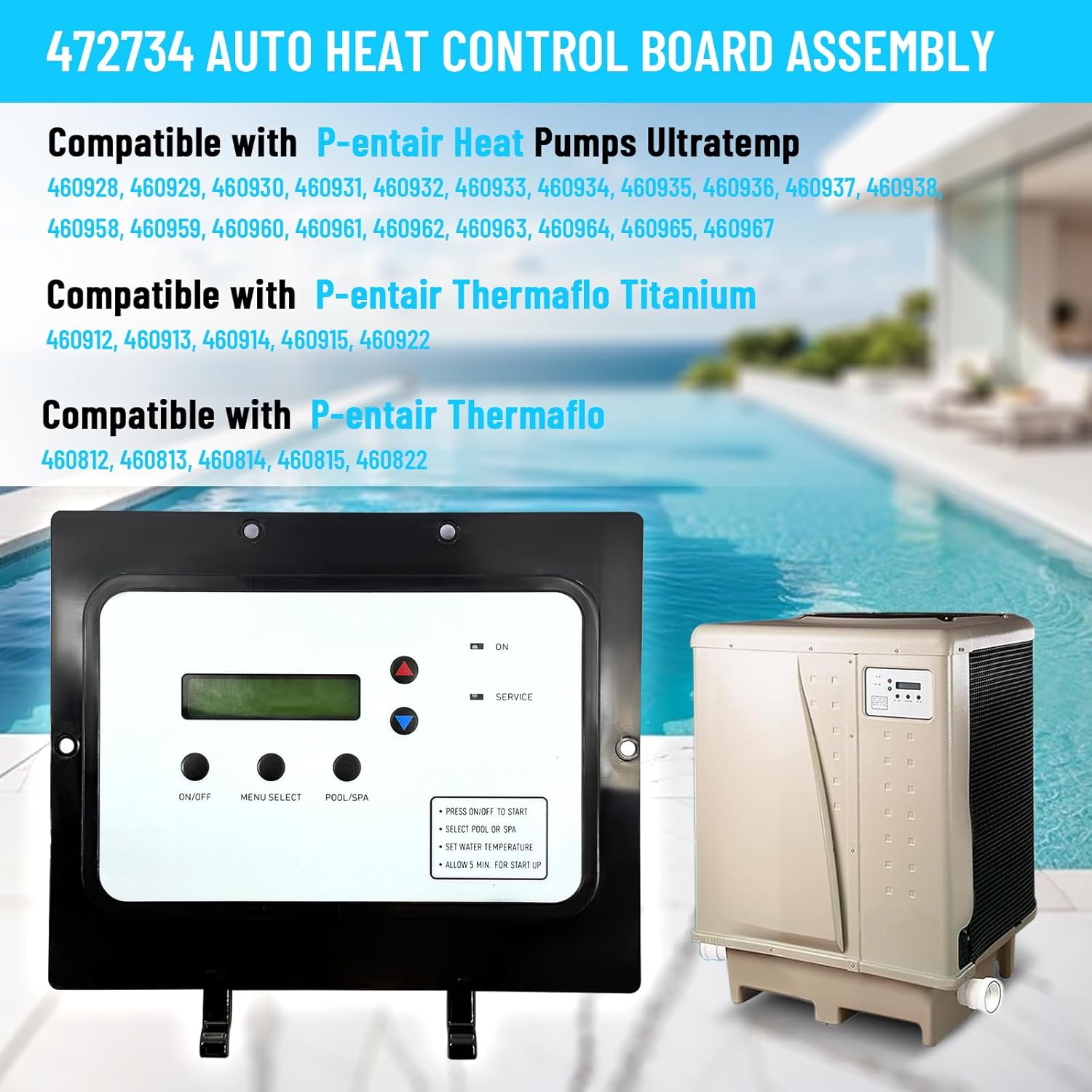 XUYUN 472734 Auto Heat Control Board Assembly Compatible with P-entair Ultratemp Thermaflo Titanium Pool, and Spa Heat Pump, 473425, 473693 473711