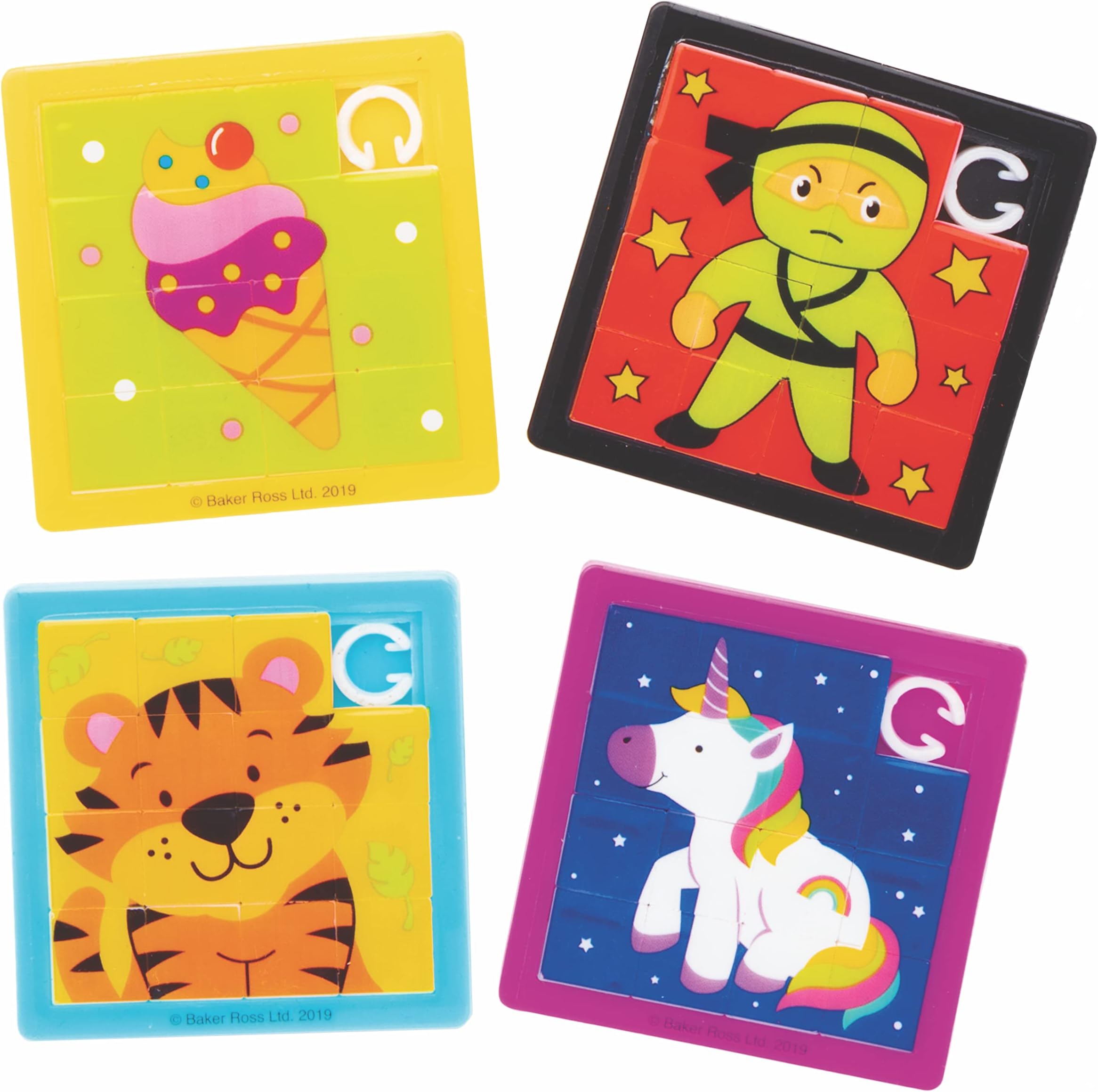 Baker Ross AT905 Mini Sliding Puzzles Bumper Assortment - Pack of 8, Small Games for Children, Christmas Novelty Toys for Kids, Ideal Party, Loot, Prize Bag and Stocking Filler