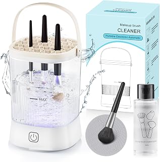 Azang 9000 RPM Electric Makeup Brush Cleaner Machine - IP65 Waterproof Auto Cleaner for All Brushes & Sponges, White