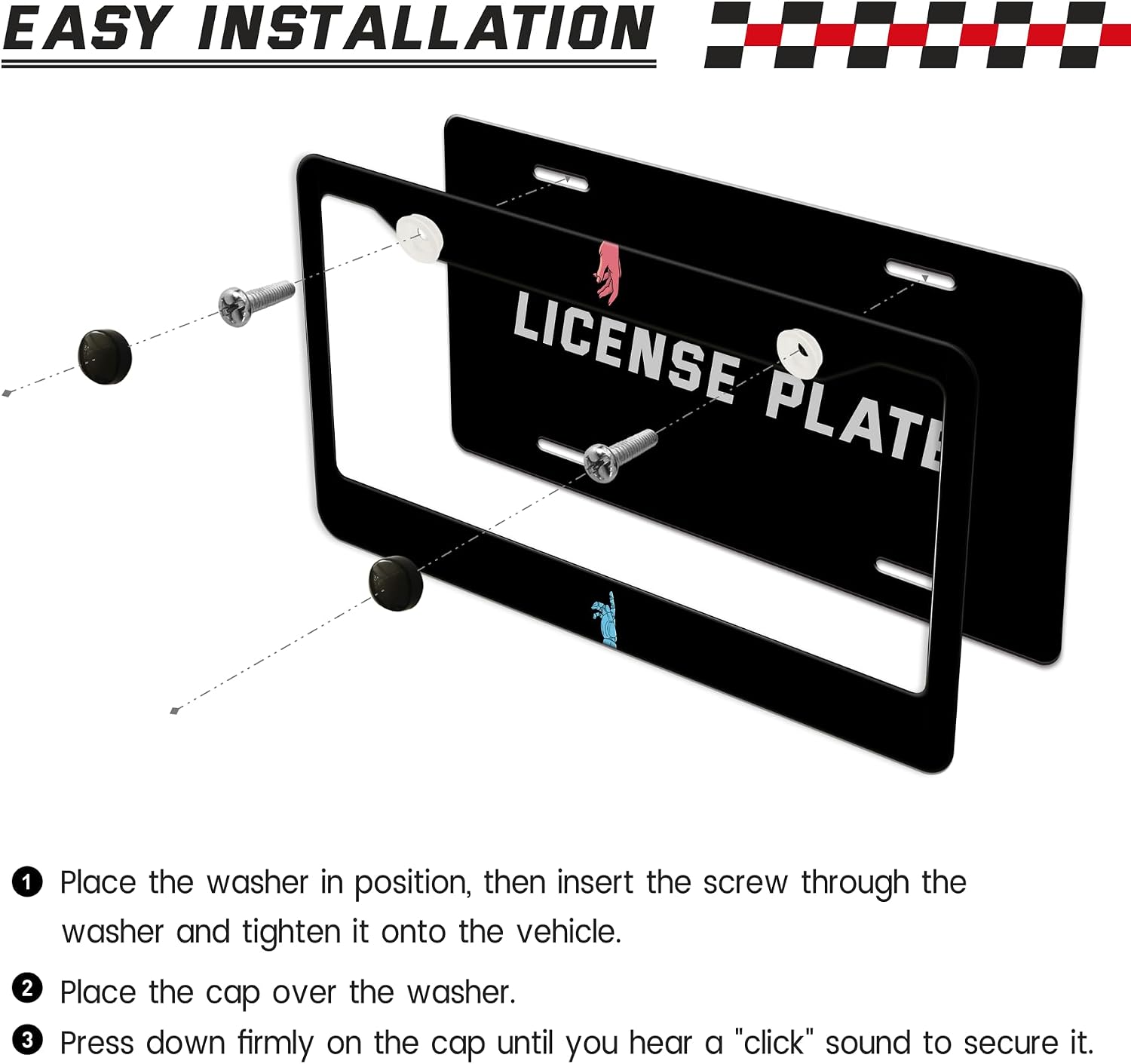 License Plate Frames Robot Personalized Car Accessories, 2-Hole Heavy Duty License Plate Cover for Standard U.S. Vehicles, Size 12.2 x 6.2 Inches image 3