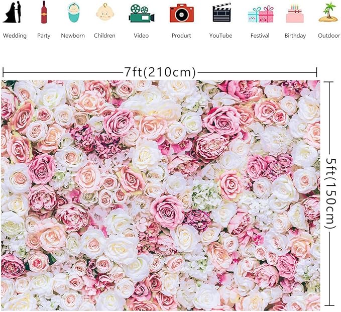 Fondo Floral de Rosas 7x5ft, Decoración para Fiestas y Bodas miniatura 2