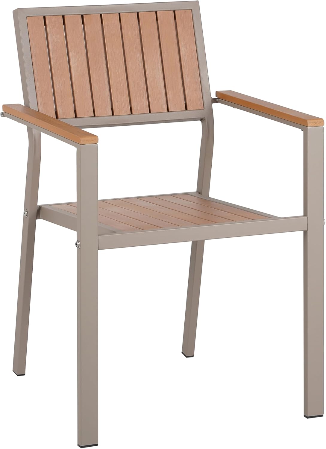 6-Piece Outdoor Patio Dining Set with Extendable Table 62.9"-82.6", Plastic Wood Tabletop & 6 Chairs, Sturdy Iron Frame, Weather Resistant Furniture for Garden Backyard Poolside (Camel,Natural)