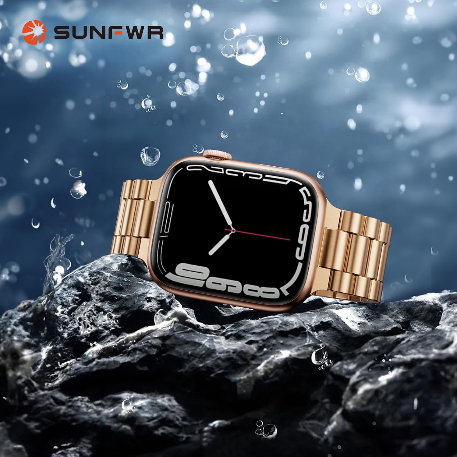 SUNFWR Compatible with Apple Watch Band 44mm 45mm 42mm 46mm 49mm for Men Women, Stainless Steel Metal iWatch Band for Apple Watch Series 11/10/9/8/7/6/5/4/3/2/1/SE/SE2/SE3 Ultra3/2/1 (No case)