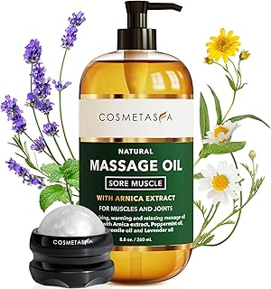 Cosmetasa Massage Oil for Sore Muscles with Roller Ball - Soothes Joints & Muscles with Arnica, Lavender Oil, Peppermint Oil & Chamomile Extract - Great Stocking Stuffers