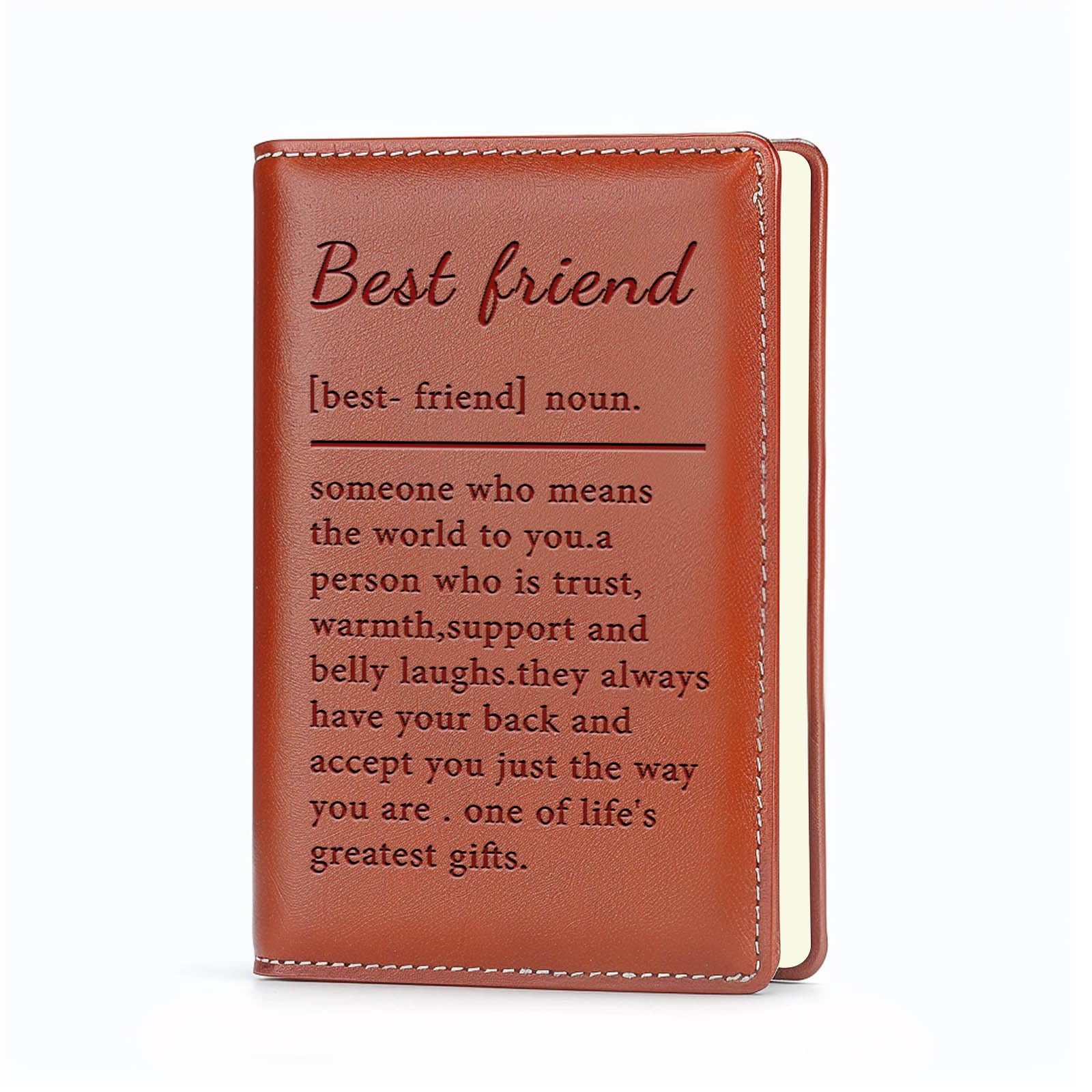 Best Friend Definition Leather Travel Journal Notebook Best Friend Gift BFF Bestie Gifts Friendship Gifts for Women Friend Soul Sister Gift(someone who)