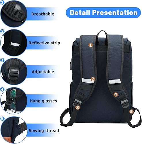 Miniatura 5 de HFSX Mochila antirrobo para computadora portátil para hombres y mujeres, mochila para computadora de viaje de negocios, mochila universitaria
