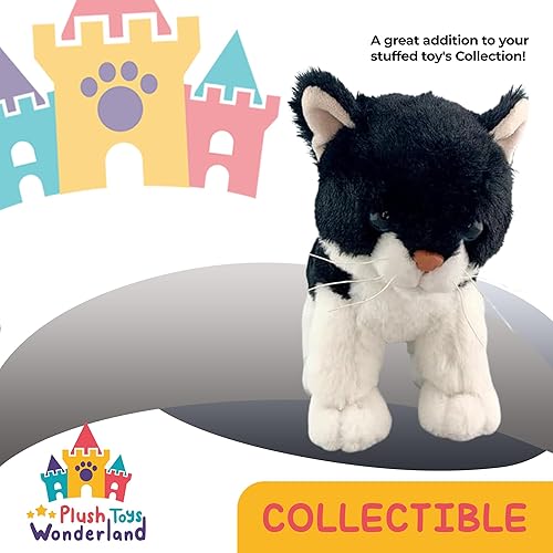 Miniatura 2 de Salt N Pepper - Juguete de peluche pequeño de 8 pulgadas para gatito – Juguetes suaves para gatos grises y blancos, adorable regalo de peluche para