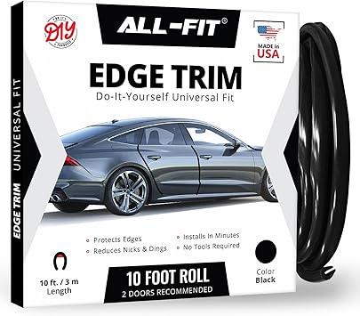 All-Fit Automotive Car Door Edge Protector Universal DIY Edge Trim to Prevent Scratches & Dings Flexible Adhesive Molding Trim for Cars, Trucks & SUVs 10 Ft - Black