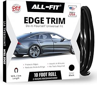 All-Fit Automotive Car Door Edge Protector – Universal DIY Edge Trim to Prevent Scratches & Dings – Flexible Adhesive Molding Trim for Cars, Trucks & SUVs (10 Ft - Black)