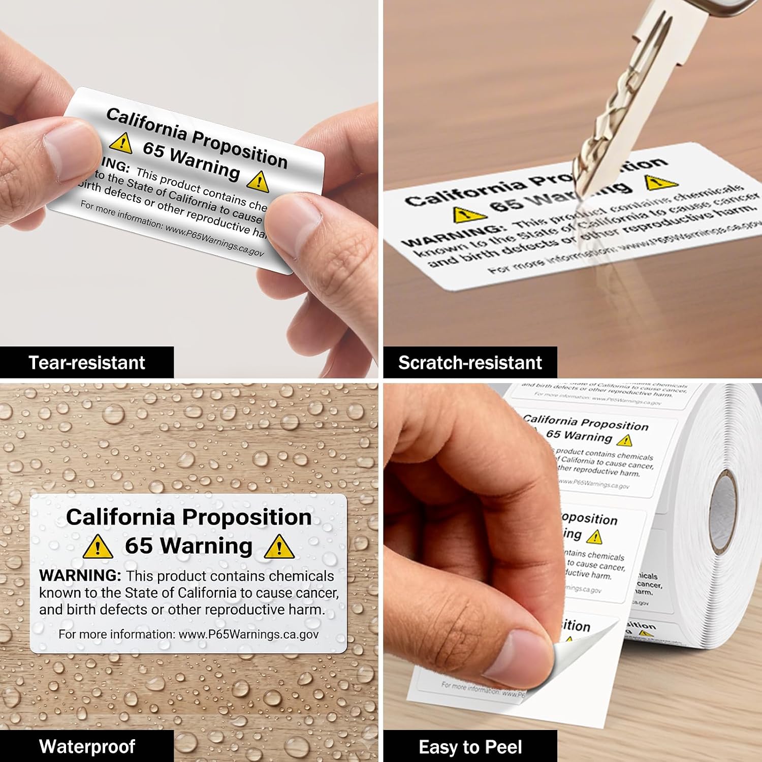 1000 PCS California Prop 65 Warning Labels Vinyl Self-Adhesive image 5