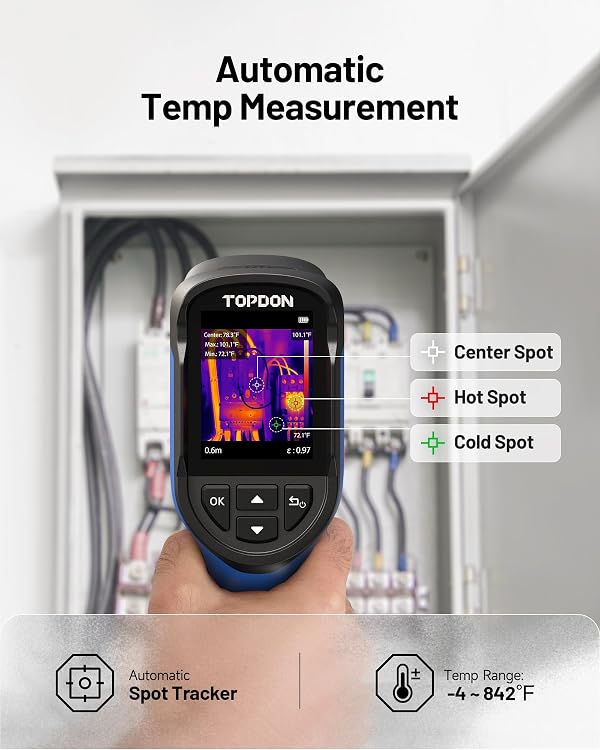 TOPDON TC004 Mini Thermal Imaging Camera, 240 x 240 TISR Resolution, 15-Hour Battery Life, 128 x 128 IR Resolution, 25Hz Handheld Infrared Camera with High/Low Temp Alerts, Auto Shutdown- Blue by TOPDON - Image 6