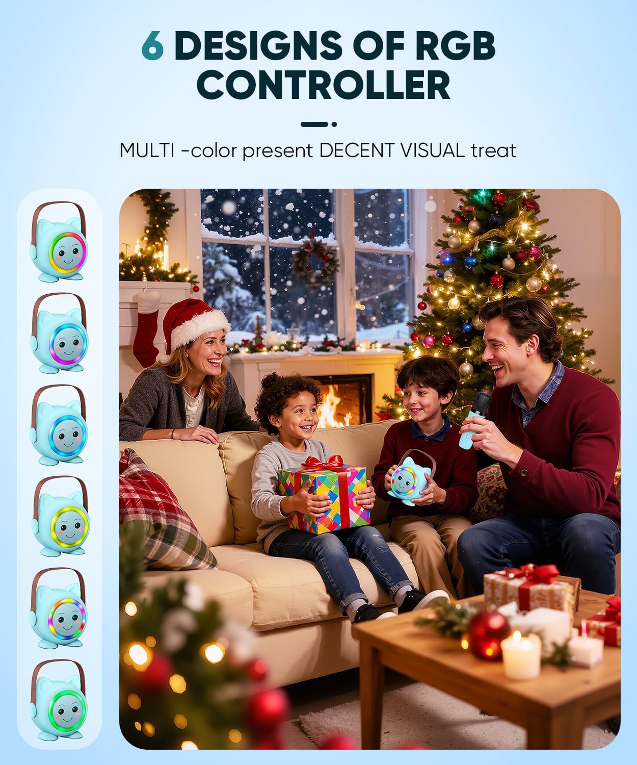 Mini Karaoke Machine Toy for Kids, Portable Karaoke Machine with 2 Wireless Microphone for 4,5,6,7,8,9,10,11,12+ Years Old Christmas Birthday Gifts Girls Boys (Blue) - Image 8