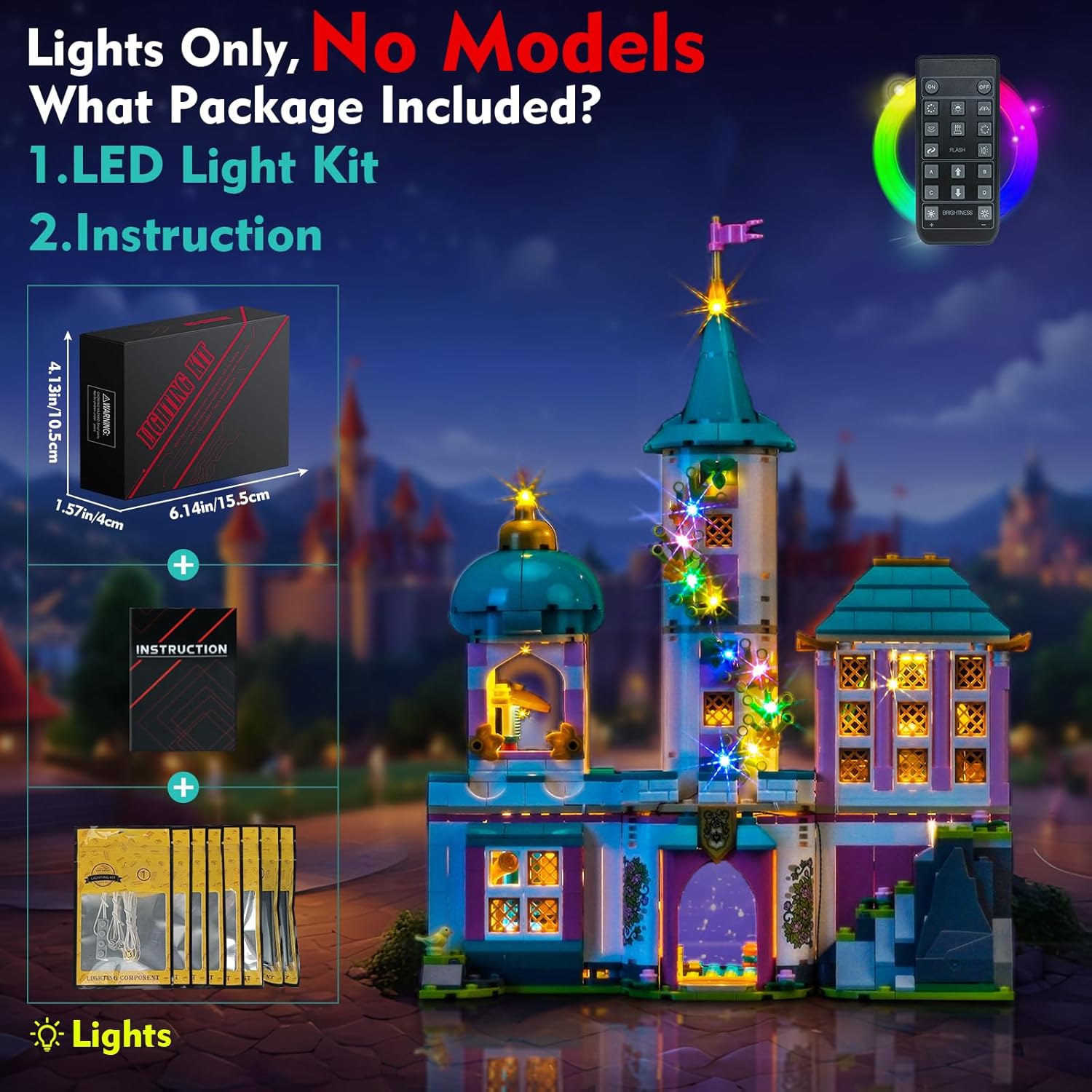 Light kit Compatible with Lego 43267 Princess Castle & Royal Pets - No Model Only Light, LED Lighting Accessories Compatible with Lego Princess Castle with Royal Pet (RC Version)