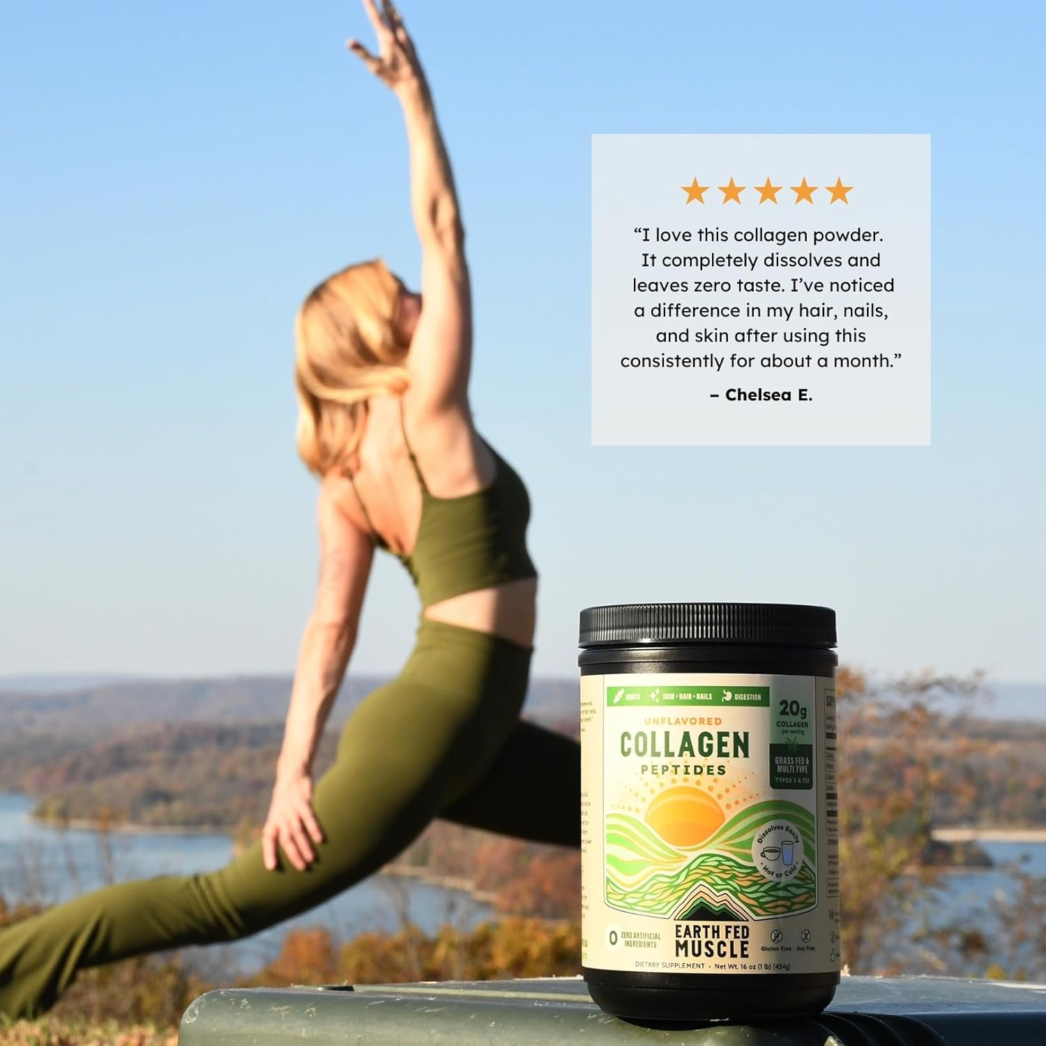 Earth Fed Muscle Collagen Peptides Powder – Unflavored Collagen Protein Powder for Women & Men | Supports Hair, Skin, Nails, Joints & Recovery | Sugar & Gluten-Free, Keto Friendly, 20g Per Serving