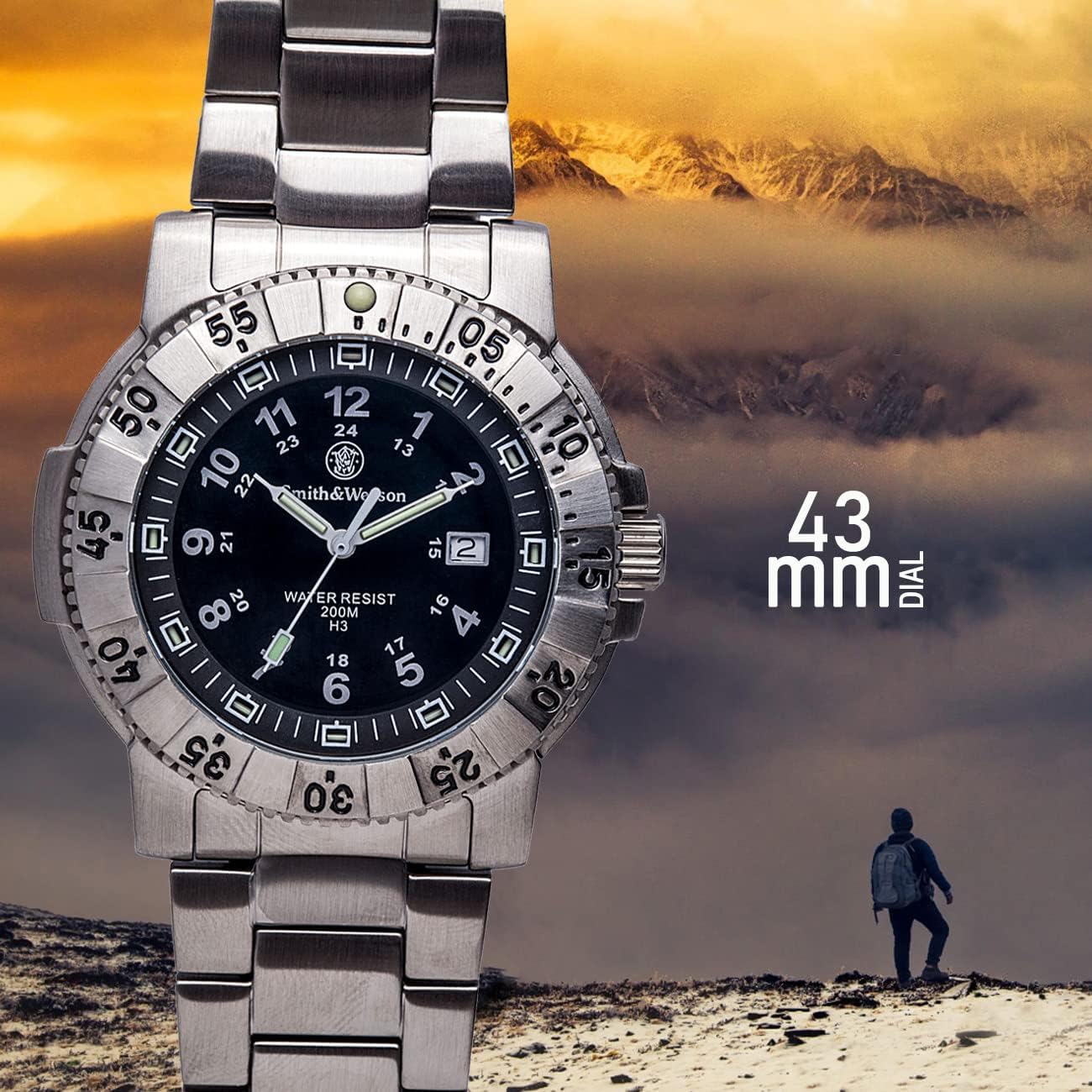 Miniatura 4 de Smith Wesson 357 Series Mens Watch Relojes de Hombre Diver Swiss Tritium H3 20 ATM Water Resistant Tactical Military Watch Sturdy Band Strap with