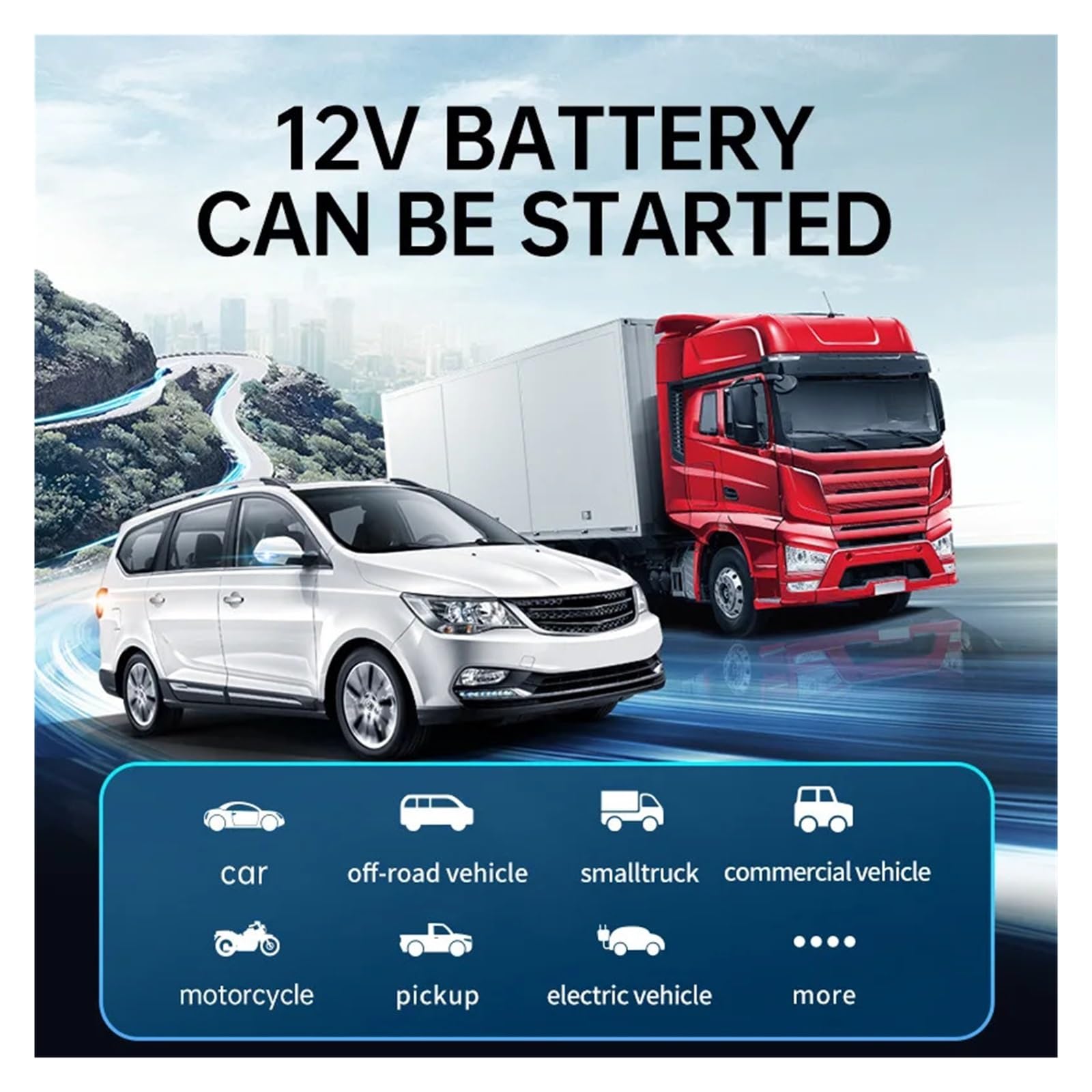 Avviatore di Emergenza for Auto Pompa d'Aria Compressore Portatile Gonfiatore for Pneumatici Multifunzione Batteria Automatico con Borsa in Eva Inflazione Istantanea