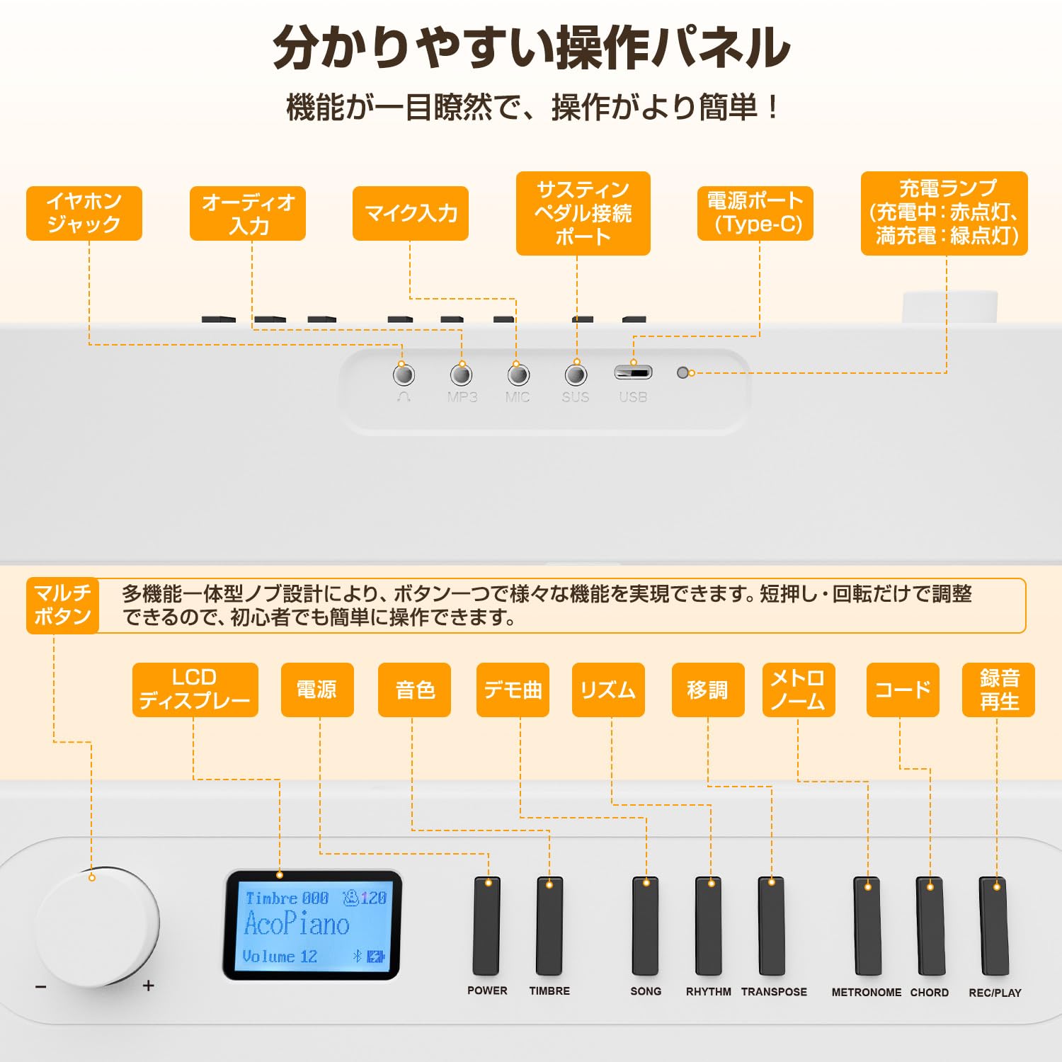 Amazon | 電子ピアノ 88鍵盤 折りたたみ式 電子キーボード MIDI対応