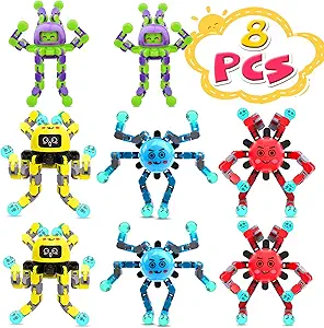 Transformable Fidget Spinner Toys for Kids and Adults,8 PCS Finger Sensory Toy for Teens with Autism ADHD Anxiety Relief,Birthdays Gifts Party Favors for Boys Girl Travel Stocking Stuffers