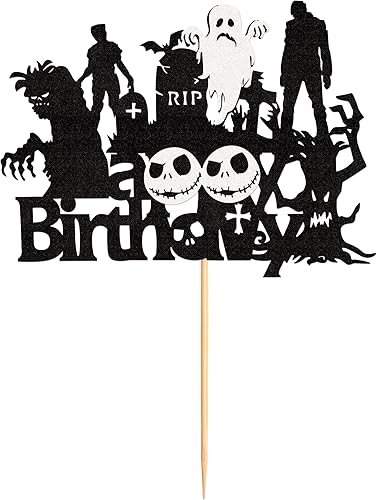 Miniatura 7 de Ercadio 1 paquete de decoración de pastel de cumpleaños de zombi de Halloween, zombies con purpurina, decoración para Halloween, temática de