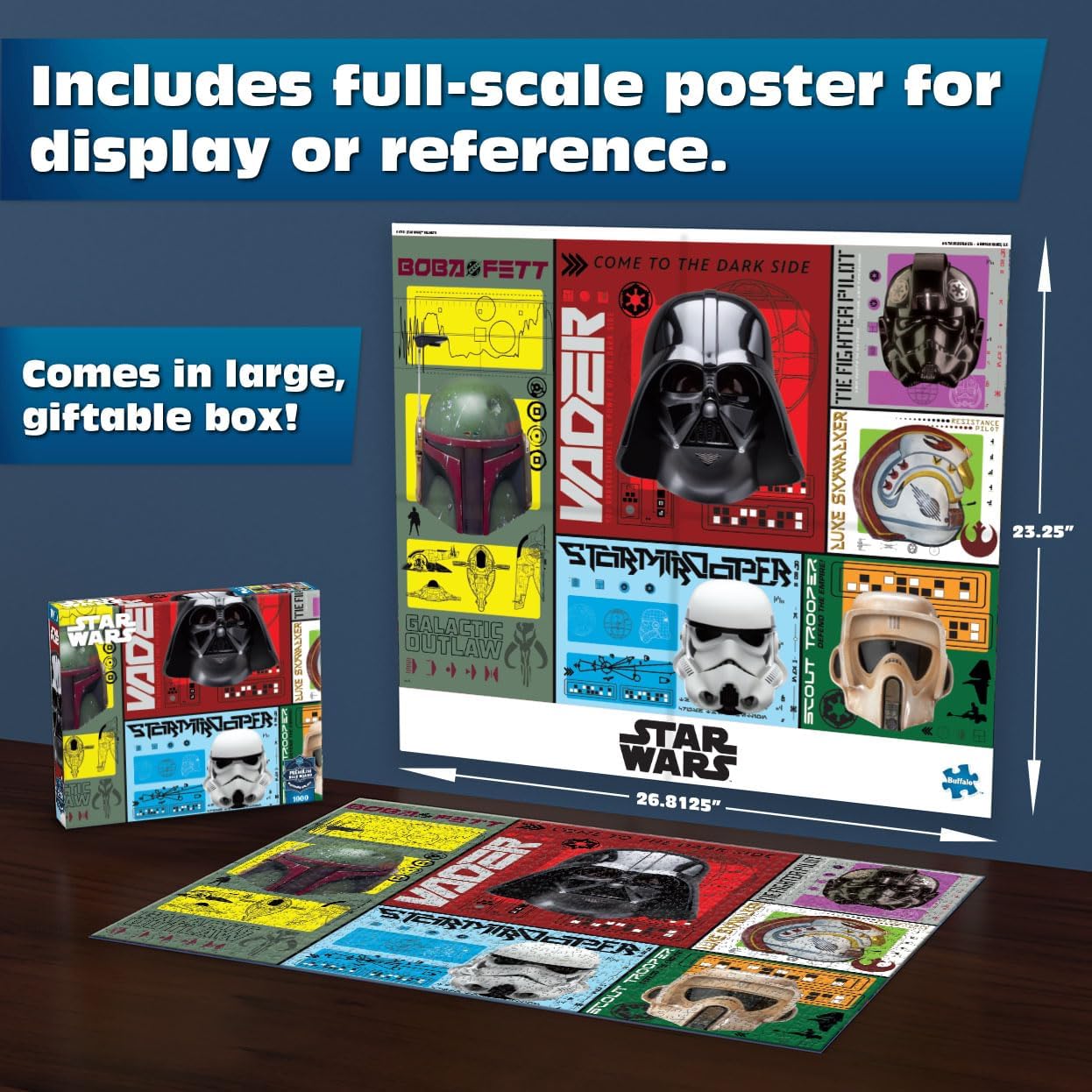 Buffalo Games - Star Wars Helmets 1000 Piece Puzzle for Adults, Sapphire Select - Quality 1000 Pieces Jigsaw Puzzle